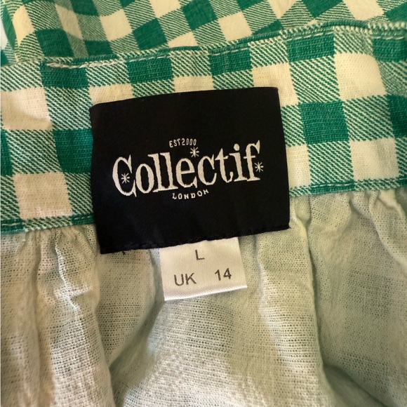Collectif Green and White Gingham Skirt - Picture 6 of 7